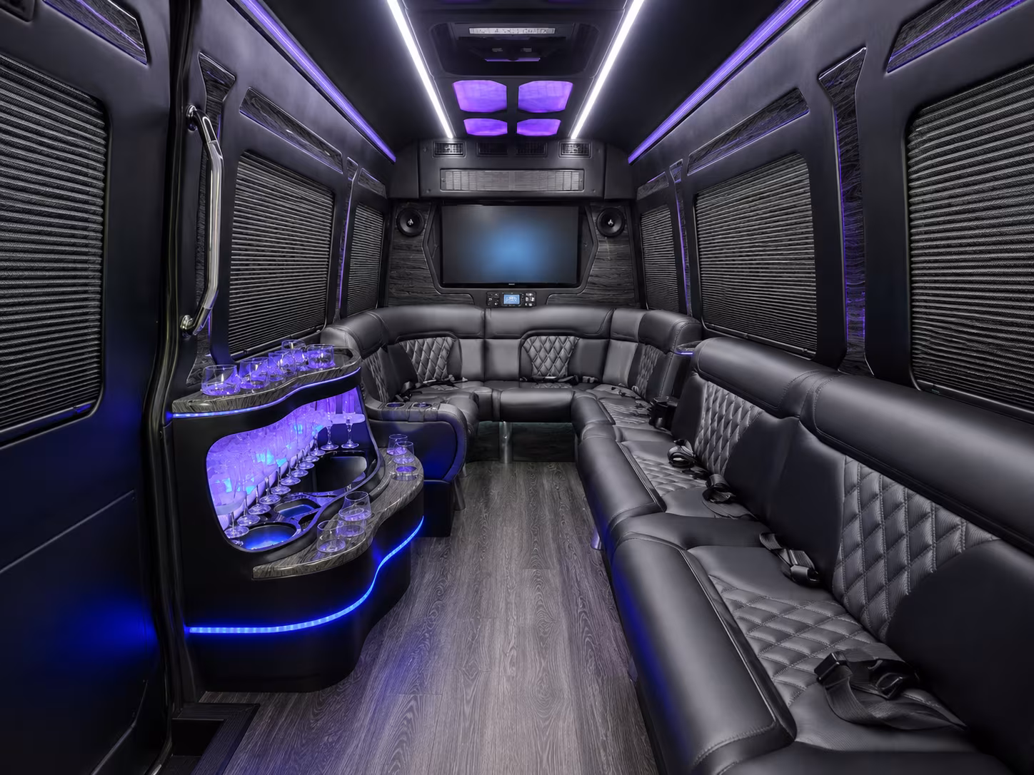 alpharetta 40 passenger party bus interior