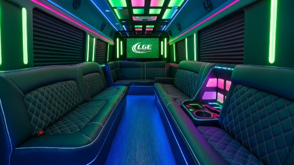 Interior of Charter Bus Company Atlanta's Party Bus in Atlanta
